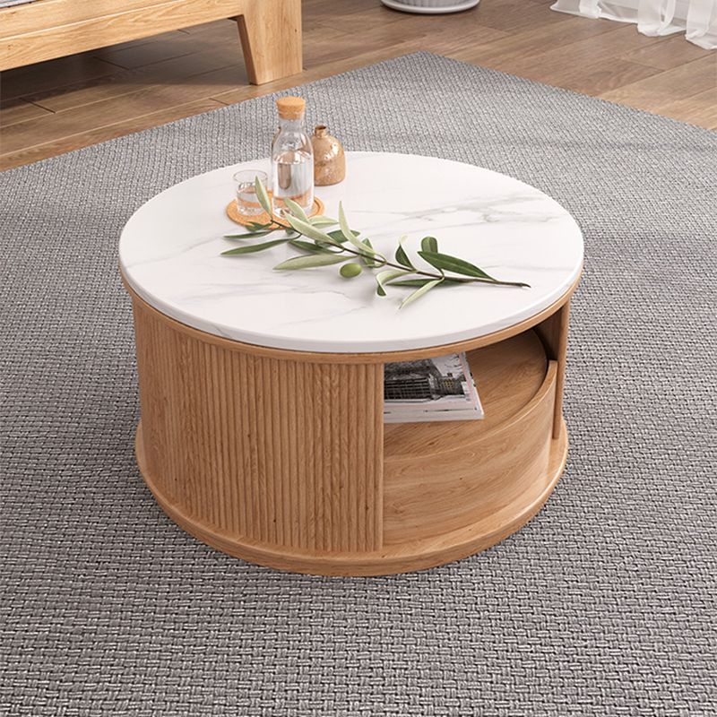 Mesa de café redonda de mesa de café juego con estante de almacenamiento