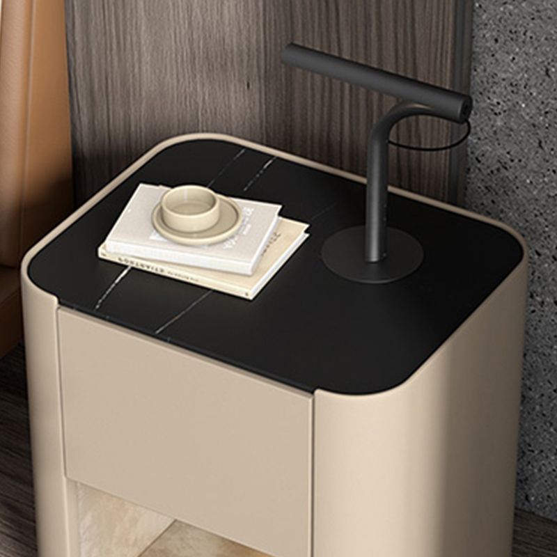 Contemporary Stone Top 1-Drawer, 1 Shelf Nightstand 21.65" Tall Nightstand Clearhalo 'Bedroom Furniture' 'furn' 'furn_night_stand' 'Furniture' 'night_stand' 'Nightstands' 1200x1200_8da6a627-b80a-49c6-a45e-c6e2e911170f