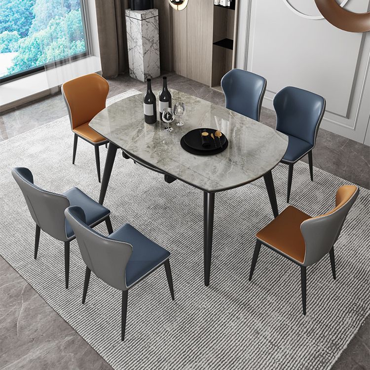 Sintered Stone Top Extendable Round Table for Restaurant Modern Dining Table with Black 4 Legs Clearhalo ' dining_table' 'Dining Tables & Seating' 'Dining Tables' 'furn' 'furn_dining_table' 'Furniture' 'furniture_dining_table' 'Kitchen & Dining Furniture' 'kitchen&dining_furn' 'kitchen' 'kitchen_dining_table' 1200x1200_8da6ff6f-fc17-4b81-8db6-0d1f66f1328d