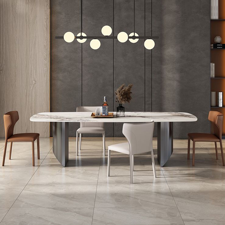 Sintered Stone Top Rectangle Table for Restaurant Modern Dining Table with Double Pedestal Clearhalo ' dining_table' 'Dining Tables & Seating' 'Dining Tables' 'furn' 'furn_dining_table' 'Furniture' 'furniture_dining_table' 'Kitchen & Dining Furniture' 'kitchen&dining_furn' 'kitchen' 'kitchen_dining_table' 1200x1200_8da7e27f-a62c-41a3-a3c5-bbdbe3ca8ffb