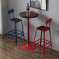 Modern Armless Backrest Counter Stool Iron Cafe Bar Stool with Wooden Seat and Pedal