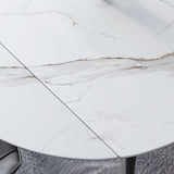 Round Sintered Stone Dining Table Foldable Modern Table in White with 4 Legs Clearhalo ' dining_table' 'Dining Tables & Seating' 'Dining Tables' 'furn' 'furn_dining_table' 'Furniture' 'furniture_dining_table' 'Kitchen & Dining Furniture' 'kitchen&dining_furn' 'kitchen' 'kitchen_dining_table' 1200x1200_8dab6c76-3fe1-4003-98b8-8db6114050a4
