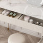 Glam White Vanity Dressing Table Slate Top Makeup Vanity Desk