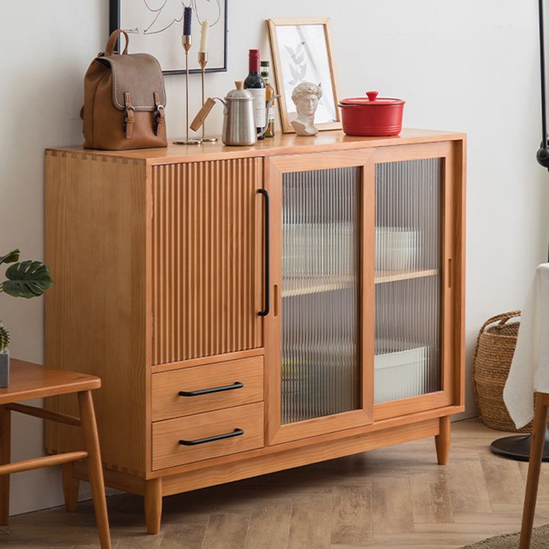 Pine Solid Wood Sideboard Contemporary Sliding Door Dining Server Clearhalo 'buffet_sideboard' 'Buffets & Sideboards' 'furn' 'furn_buffet_sideboard' 'Furniture' 'Kitchen & Dining Furniture' 1200x1200_8dadd8d8-b7eb-4a67-9403-735e5813975c