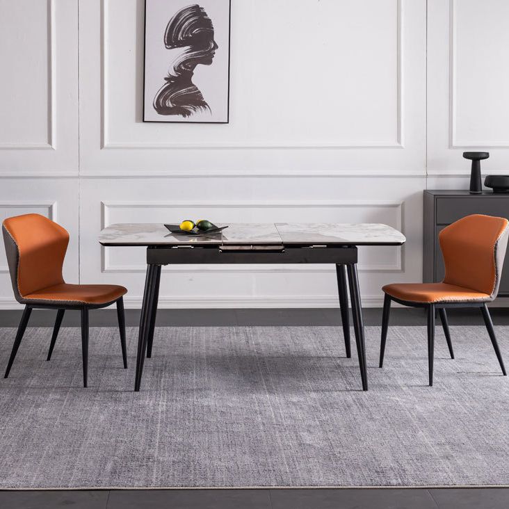 Table à manger à rectangle en pierre avec mobilier de feuilles pour le restaurant