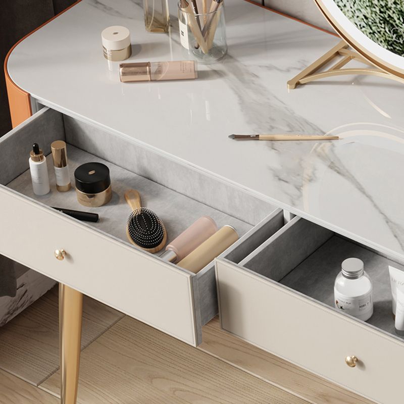 Vanité de maquillage glamour avec tiroirs, casse-cusine en cuir faux