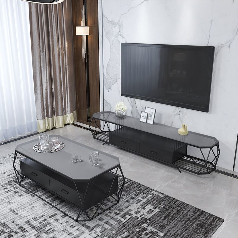 17.72"H TV Stand Glam Style TV Console with 2 Drawers for Living Room Clearhalo 'furn' 'furn_tv_stands_entertainment_centers' 'Furniture' 'Living Room Furniture' 'TV Stands & Entertainment Centers' 'TV Stands & Media Storage Furniture' 'tv_stands_entertainment_centers' 1200x1200_8db0a675-00dc-4b80-ba11-4ef111ade1c1