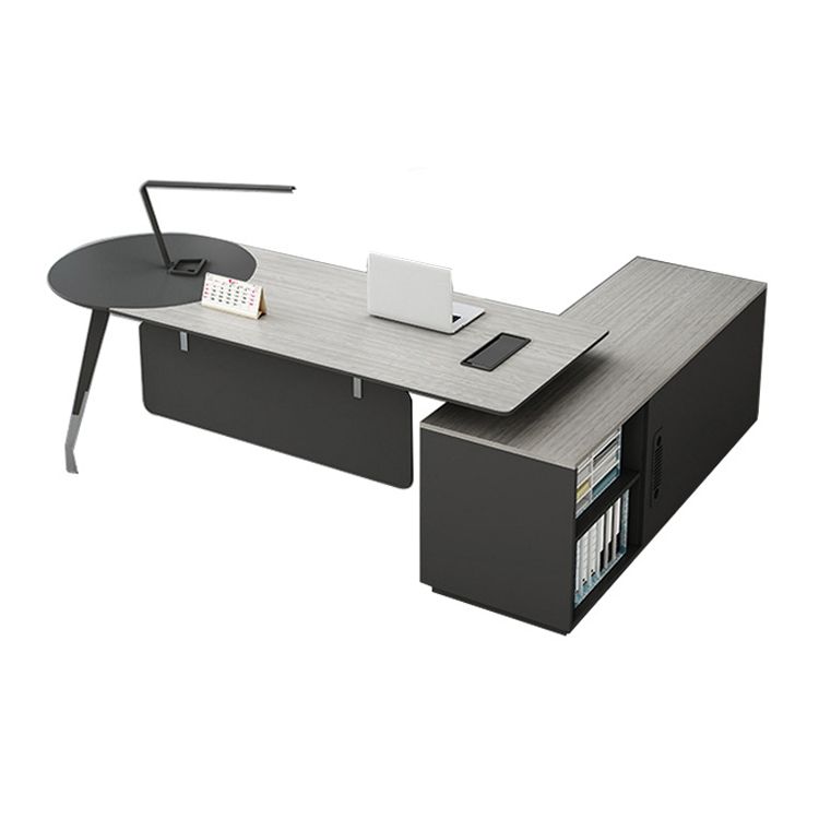 Zeitgenössischer Sockel Executive Desk Holz Office Desk mit Dateischrank