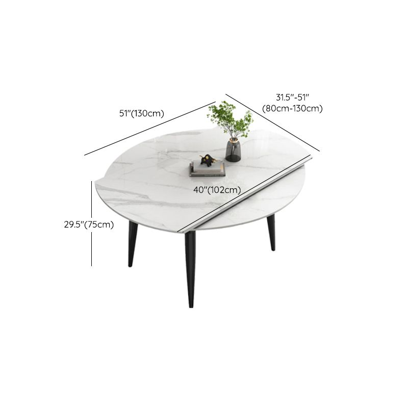 Round Dining Table White Stone Table Top with Black Metal Legs Clearhalo 'Dining Tables & Seating' 'Dining Tables' 'dining_table' 'furn' 'furn_dining_table' 'Furniture' 'Kitchen & Dining Furniture' 1200x1200_8db2df66-c323-4cd2-925e-d087b05ca8ce