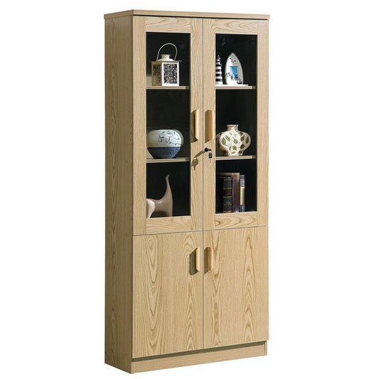 Contemporary Bookcase Closed Back Vertical Engineered Wood Shelf Bookcase with Doors