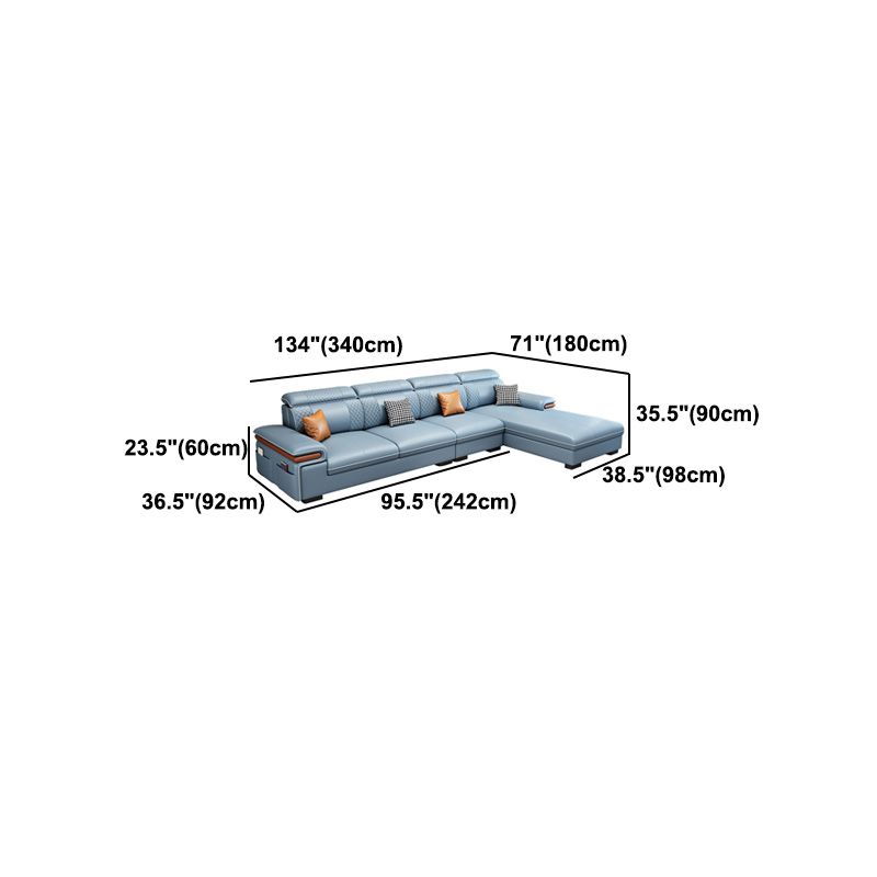 Sofá de cuero moderno con almohada con brazo superior para sala de estar