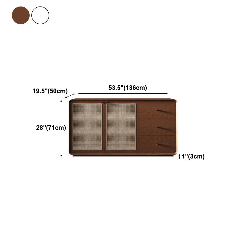 Simplicity Wood 28-inch Height Sideboard Rattan Doors Cupboard for Living Room Clearhalo 'buffet_sideboard' 'Buffets & Sideboards' 'furn' 'furn_buffet_sideboard' 'Furniture' 'Kitchen & Dining Furniture' 1200x1200_8db4600b-aea6-4689-a8db-b0fb5c698289