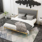 Upholstered Bed Frame Luxurious Metal Standard Bed in Gold Finish