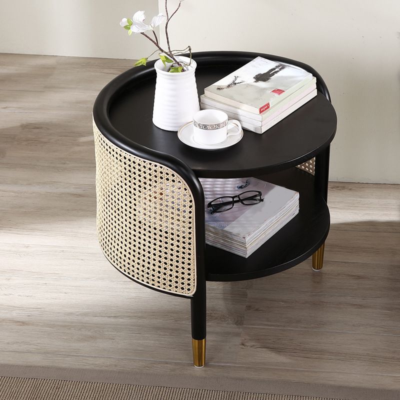 19" Wide Side Table 3 Legs Solid Wood Accent Side Table with Storage