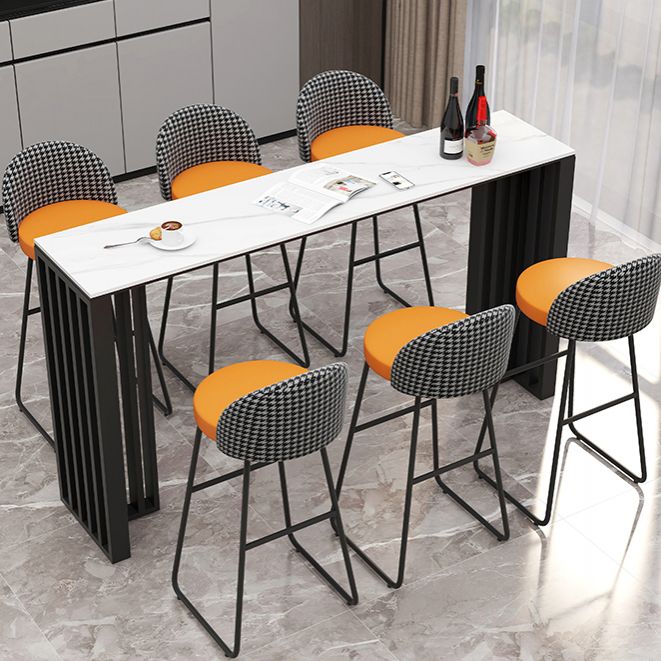 Rectangle Living Room Patio Bar Table Double pedestal White Marble Counter Table Clearhalo 'Bar Furniture' 'Bar Tables' 'bar_tables' 'furn' 'furn_bar_tables' 'Furniture' 'furniture_bar_tables' 'Kitchen & Dining Furniture' 'kitchen&dining_furn' 'kitchen' 1200x1200_8db6899b-095f-40f1-b928-c51886002a0f