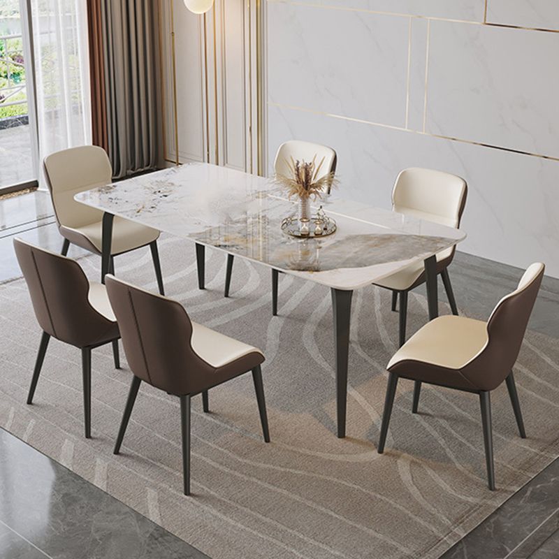 Mesa de comedor rectangular de piedra sinterizada, mesa de comedor moderna para cocina