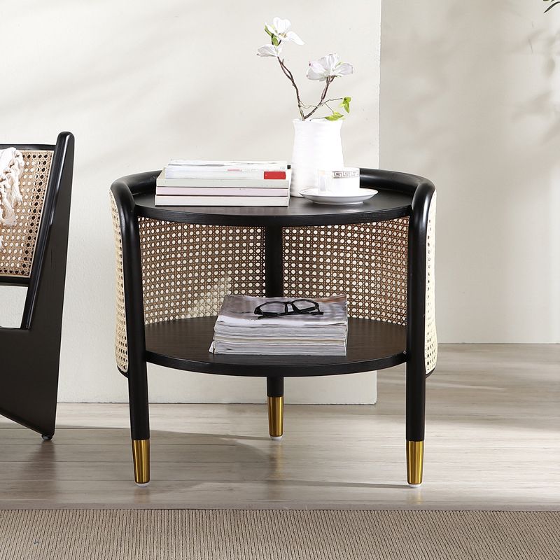 19" Wide Side Table 3 Legs Solid Wood Accent Side Table with Storage