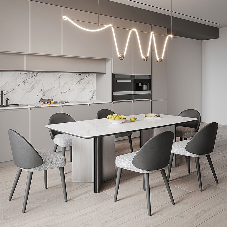 Mesa de comedor rectangular mesa de comedor de piedra con pedestal doble