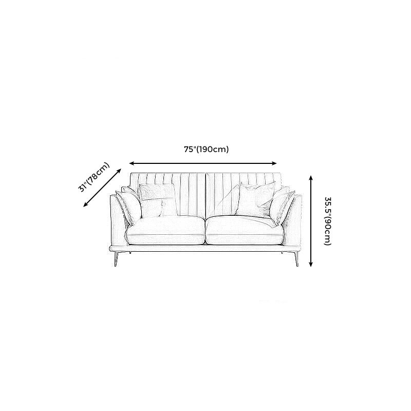 Scandinavian Upholstered Faux Leather Sofa Beige Sewn Pillow Back Couch Clearhalo 'furn' 'furn_sofas' 'Furniture' 'furniture_sofas' 'Living Room Furniture' 'Sofa' 'sofas' 1200x1200_8dbbdef3-2b1b-4d10-a442-15ccaabe9a7e