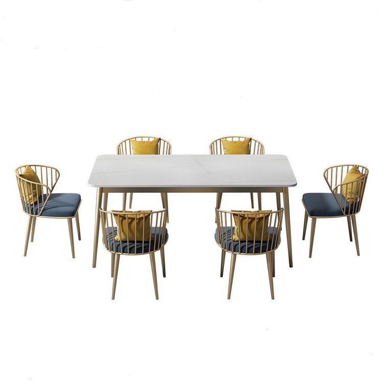 1/5/7 Pcs Metal Glam Dining Table Set with Rectangle Table Dinette Set Clearhalo 'Dining Room Sets' 'Dining Tables & Seating' 'dining_room_set' 'furn' 'furn_dining_room_set' 'Furniture' 'furniture_dining_room_set' 'Kitchen & Dining Furniture' 'kitchen&dining_furn' 'kitchen' 1200x1200_8dbc8343-697b-4930-bf15-f99bd8c723c2