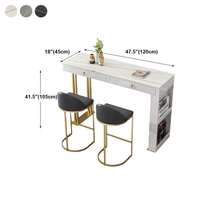 Marble Bistro Bar Table with Rectangle Table Top Double Pedestal Table Clearhalo 'Bar Furniture' 'Bar Tables' 'bar_tables' 'furn' 'furn_bar_tables' 'Furniture' 'Kitchen & Dining Furniture' 1200x1200_8dbdd296-3b93-4477-a5ae-bfc29eb87285