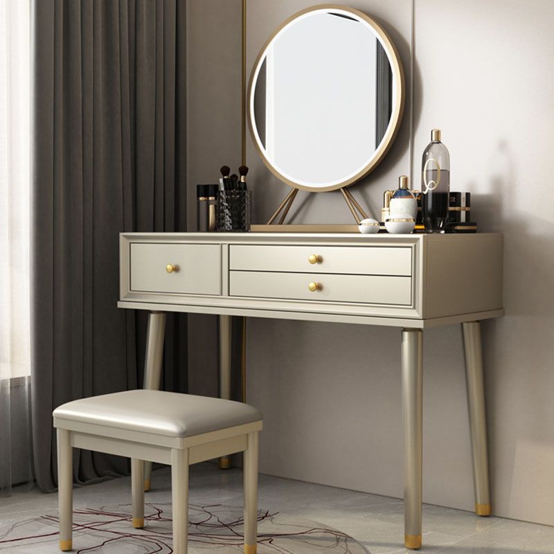 3 cassettes de tiroir bois avec table de maquillage et tabourets