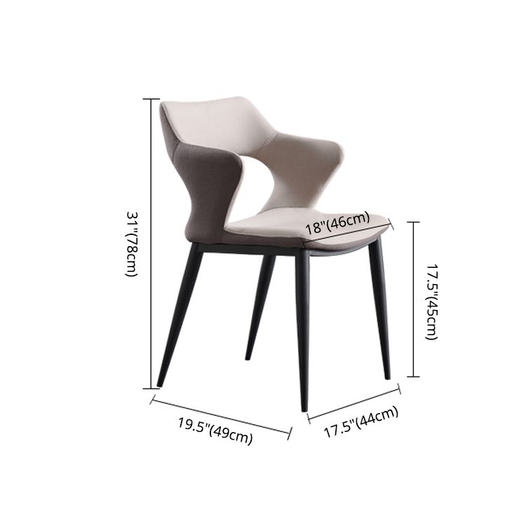Contemporary Faux Leather Arm Chair Matte Finish Open Back Dining Chair Clearhalo ' kitchen&dining_furn' 'Dining Chairs' 'Dining Tables & Seating' 'dining_chair' 'furn' 'furn_dining_chair' 'Furniture' 'furniture_dining_chair' 'Kitchen & Dining Furniture' 'kitchen' 1200x1200_8dbee5fe-58de-4873-a473-06a5719dbcb5