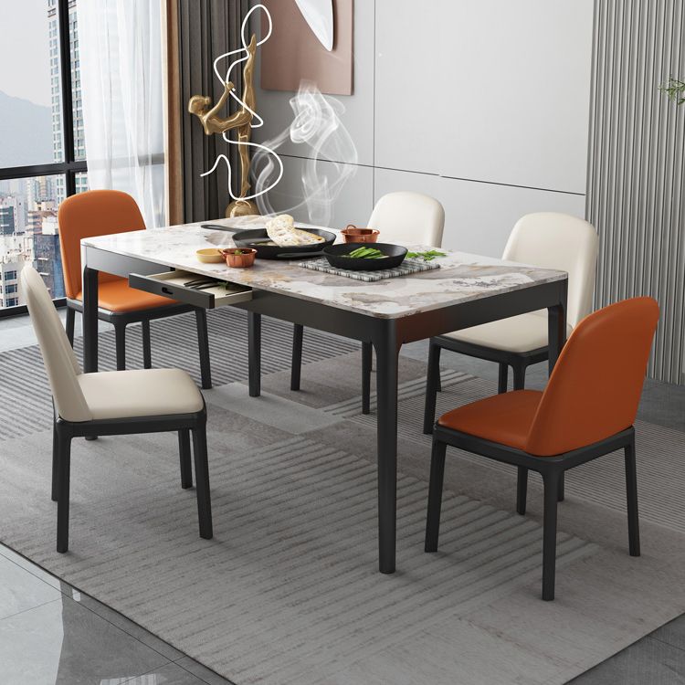Rectangle Three-Color Dining Table Sintered Stone Table Vintage with Drawer Clearhalo ' dining_table' 'Dining Tables & Seating' 'Dining Tables' 'furn' 'furn_dining_table' 'Furniture' 'furniture_dining_table' 'Kitchen & Dining Furniture' 'kitchen&dining_furn' 'kitchen' 'kitchen_dining_table' 1200x1200_8dbfb8ab-283c-4d2a-a75a-81f0d84f4751