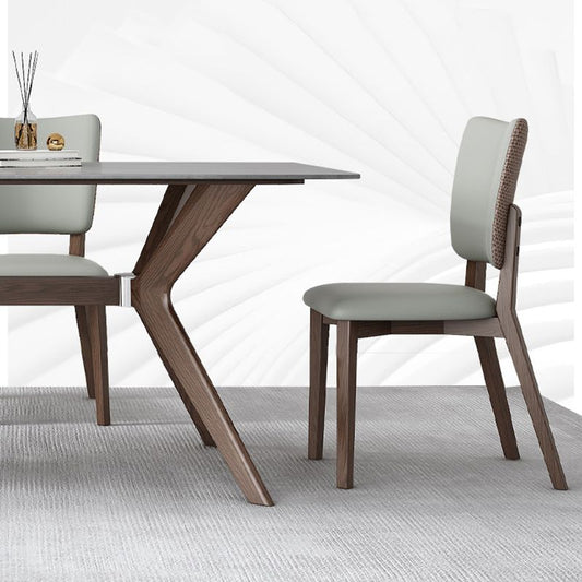 Contemporary Style 1/4/5/7 Pieces Dining Chairs Set Rectangle Stone Furniture in Gray