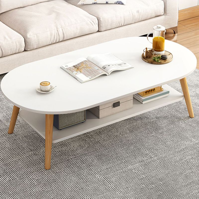 Modern Wood Cocktail Table 4 Legs Coffee Table with Storage Shelf Clearhalo 'Coffee & Accent Tables' 'Coffee Tables' 'coffee_tables' 'furn' 'furn_coffee_tables' 'Furniture' 'Living Room Furniture' 1200x1200_8dc0cdc7-d6c3-405f-ab15-78fd771ec1e1