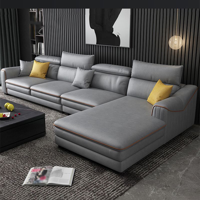 35.43"H Modern Cushion Back Sectional Faux Leather Square Arm Sofa and Chaise Clearhalo 'furn' 'furn_sectionals' 'Furniture' 'furniture_sectionals' 'Living Room Furniture' 'Sectionals' 1200x1200_8dc28085-a88c-4130-ad91-67f113d997f5