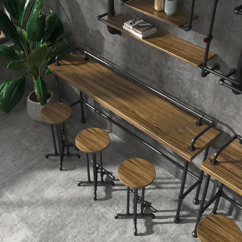 Industrial Wood Bar Table with Rectangle Table Top Black Trestle Table - 42" H Clearhalo 'Bar Furniture' 'Bar Tables' 'bar_tables' 'furn' 'furn_bar_tables' 'Furniture' 'furniture_bar_tables' 'Kitchen & Dining Furniture' 1200x1200_8dc3449c-d384-427f-8fdf-8d53b816c1cb