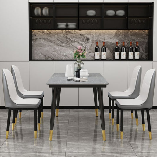 Industrial Kitchen Sintered Stone Table Standard Rectangle Dining Table with 4 Legs Base