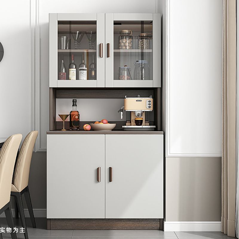 Modern Engineered Wood Dining Server Antique Finish Sideboard with Glass Door Clearhalo 'buffet_sideboard' 'Buffets & Sideboards' 'furn' 'furn_buffet_sideboard' 'Furniture' 'Kitchen & Dining Furniture' 1200x1200_8dc5d4cf-3aec-4372-bea3-0fad63d375c7