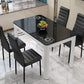 Rectangle Dining Table Modern White and Black in Glass Table for Kitchen