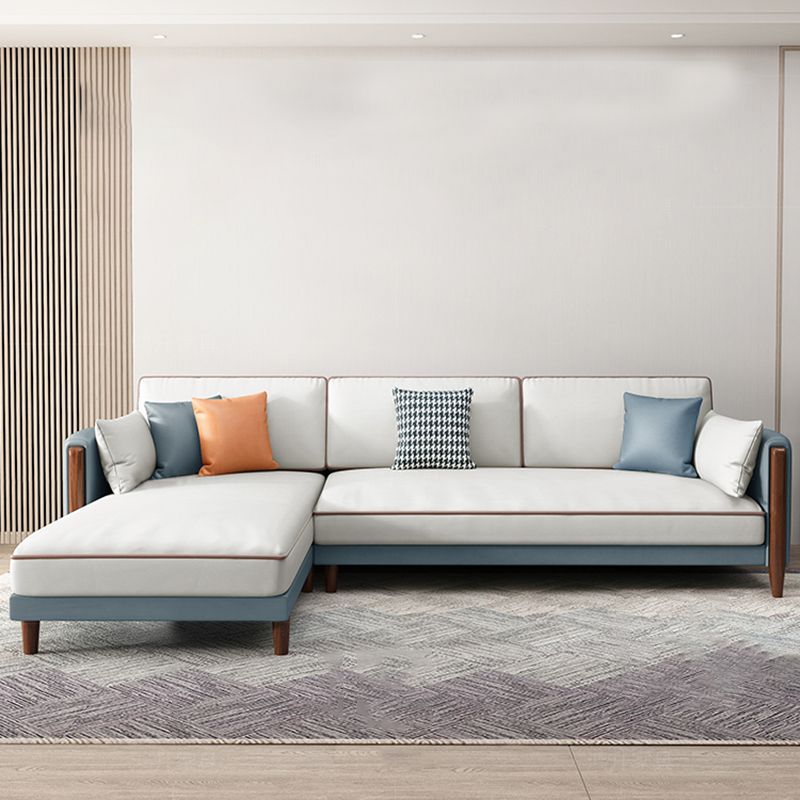 Moderno 35,43 "h di divano e chaise del braccio quadrato in leatine in finta fusione solida