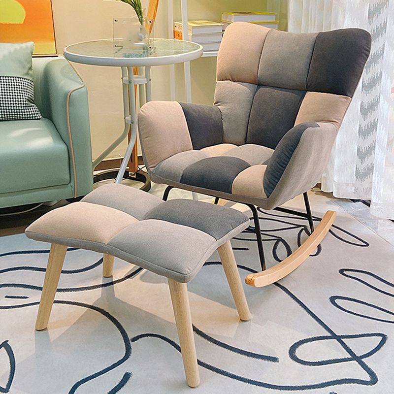 Chaise à bascule de tissu panneau de couleur contemporain coussin tufted chaise de culbuteur avec ottoman