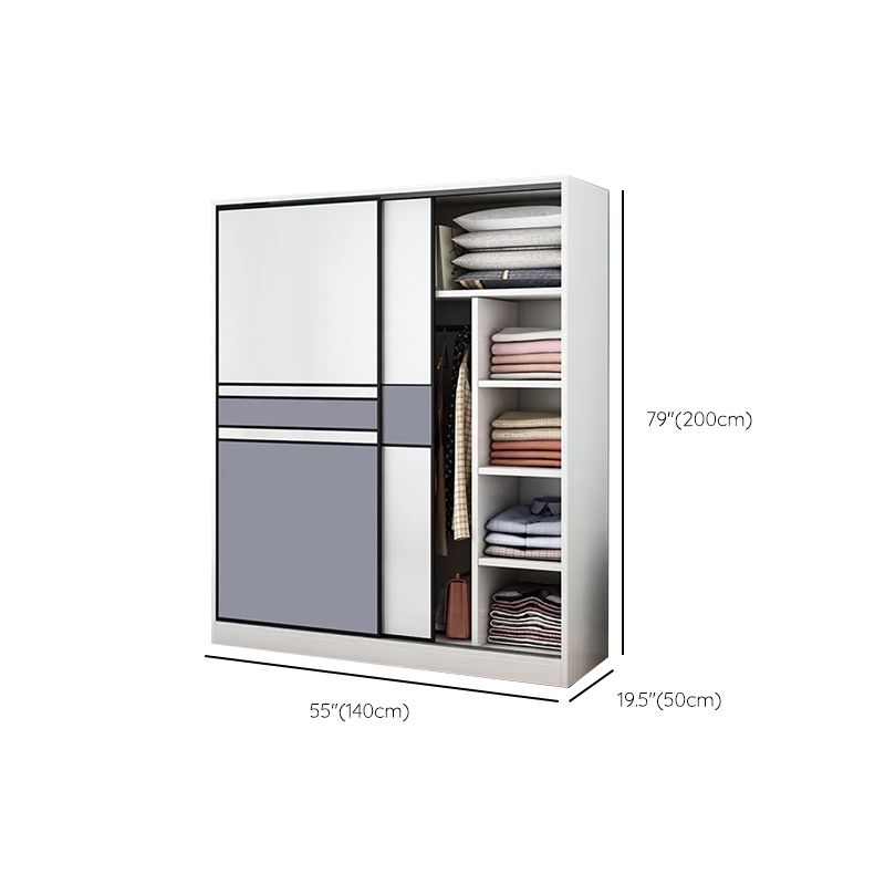 Freestanding Wood Frame Wardrobe Armoire Sliding Soft Close Doors Wardrobe Clearhalo 'Armoires & Wardrobes' 'armoires_wardrobes' 'Bedroom Furniture' 'furn' 'furn_armoires_wardrobes' 'Furniture' 1200x1200_8dc9f200-74d5-4638-818c-2cdc413b2c93