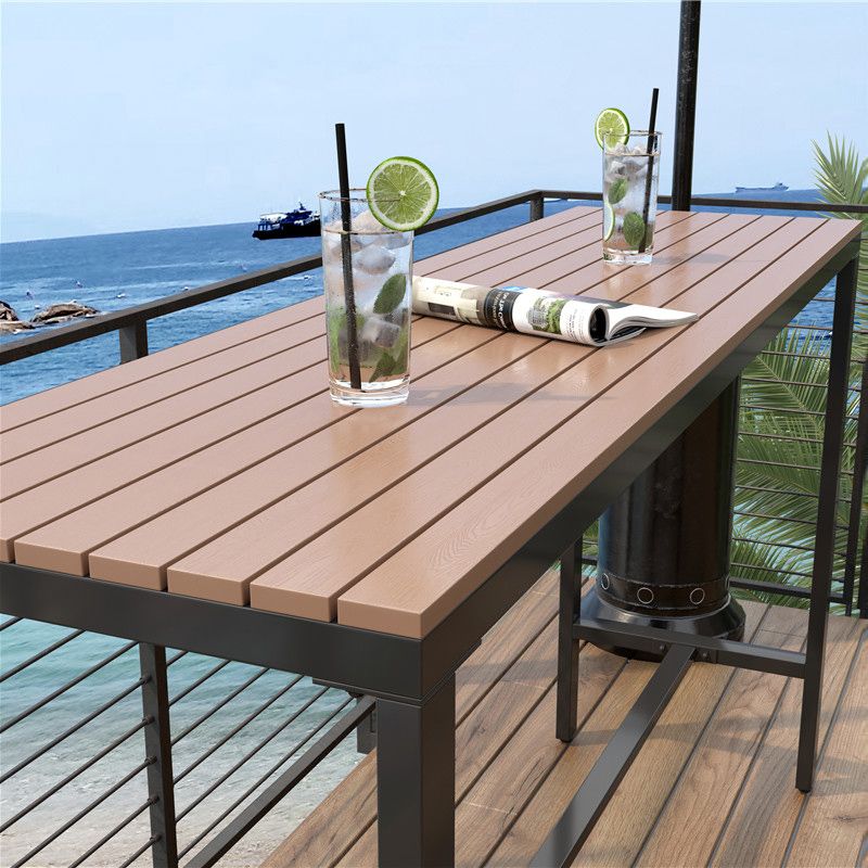 Industrial Faux Wood Pub Table Set 1/5 Pieces Bar Set with Metal Frame Clearhalo 'Bar Furniture' 'furn' 'furn_home_bar_bar_sets' 'Furniture' 'Home Bars & Bar Sets' 'home_bar_bar_sets' 'Kitchen & Dining Furniture' 1200x1200_8dcedb87-42f2-40f5-a78c-38b660a2170a