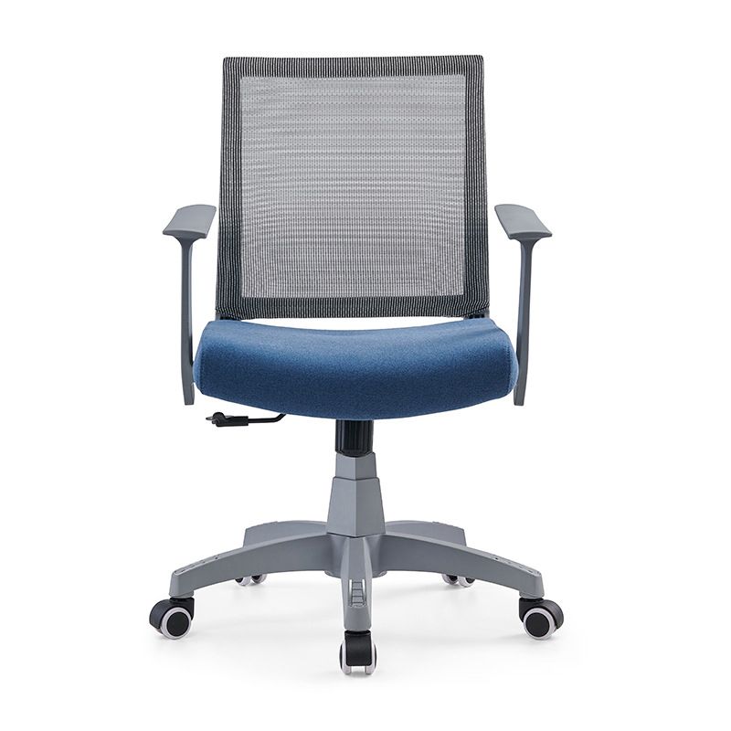 Mesh Mid Back Desk Chair Contemporary Fixed Arms Bureau stoel met wielen