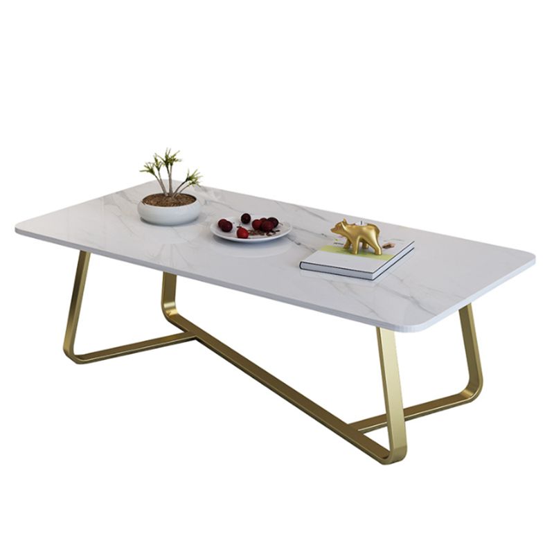 Cross Legs Stone Top Cocktailtisch, 15,75 "h rechteckiger Kaffeetisch