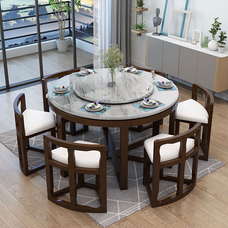 Faux Marble Dining Table Round Pedestal Dining Site Table for Home
