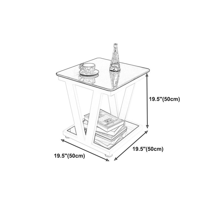 Modern Metal Frame 1 Coffee Table Black/White Square Glass Top Table Clearhalo 'Coffee & Accent Tables' 'Coffee Tables' 'coffee_tables' 'furn' 'furn_coffee_tables' 'Furniture' 'furniture_coffee_tables' 'Living Room Furniture' 1200x1200_8dd4c350-fb86-4e17-8e13-3b9e4ee5a2ad