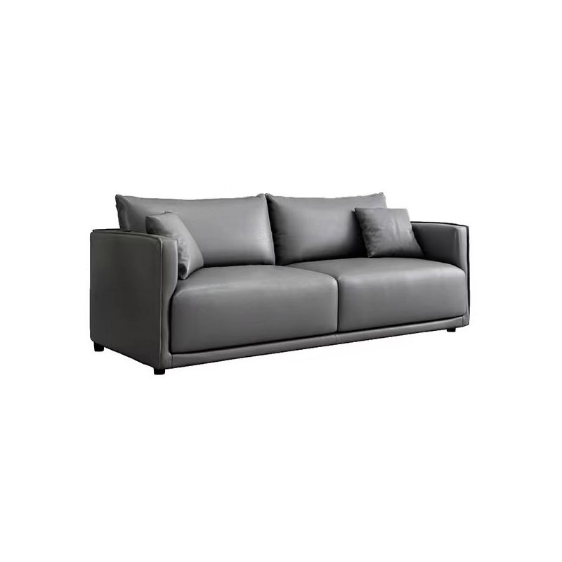 Minimalistische 3-zits faux lederen sofa vierkante arm losse achterbank