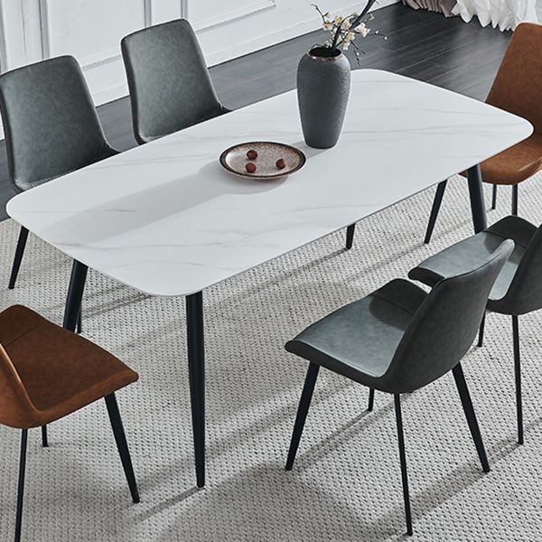 Contemporary Dining Table Sintered Stone Dining Table with 4 Metal Legs Clearhalo ' dining_table' 'Dining Tables & Seating' 'Dining Tables' 'Furniture' 'furniture_dining_table' 'Kitchen & Dining Furniture' 'kitchen&dining_furn' 'kitchen' 'kitchen_dining_table' 1200x1200_8dd7bd4c-a23c-4e13-b0b6-36b3dc280bec