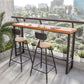 1/3 Pieces Modern Rectangle Solid Wood Bar Table with High Stools