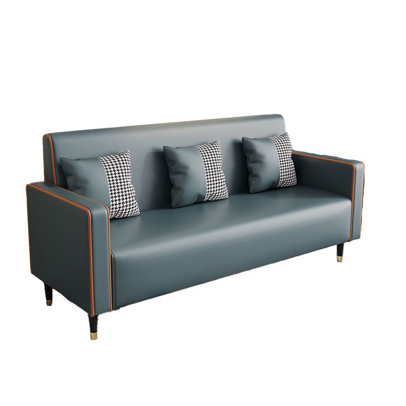 Cushions Square Arm Sofa Leather and Wood Seating with Pillows Clearhalo 'furn' 'furn_sofas' 'Furniture' 'Living Room Furniture' 'Sofa' 'sofas' 1200x1200_8dd8653a-1b67-4208-a940-558aca74d6da