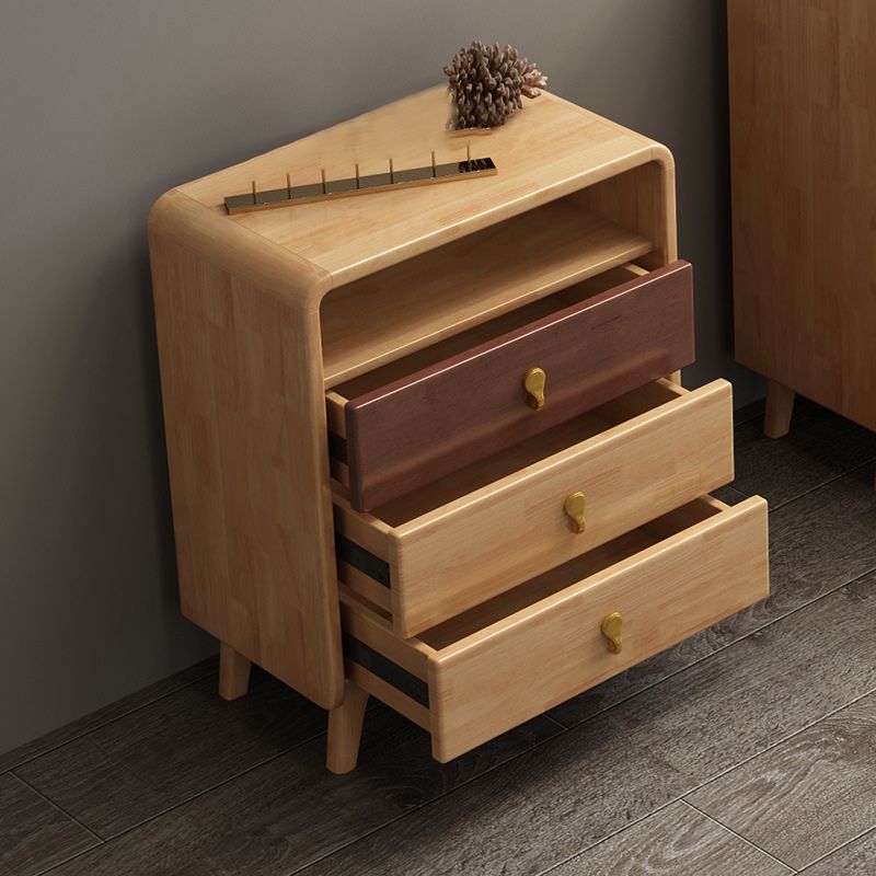 Hedendaagse natuurlijke accentkist met 4 houten benen en laden