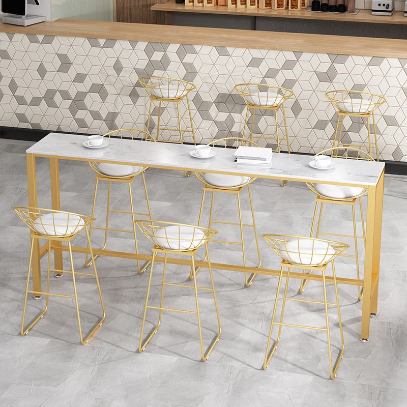 Glam Style Round Barstool Armless Low Back Bar Stool with Metal Base