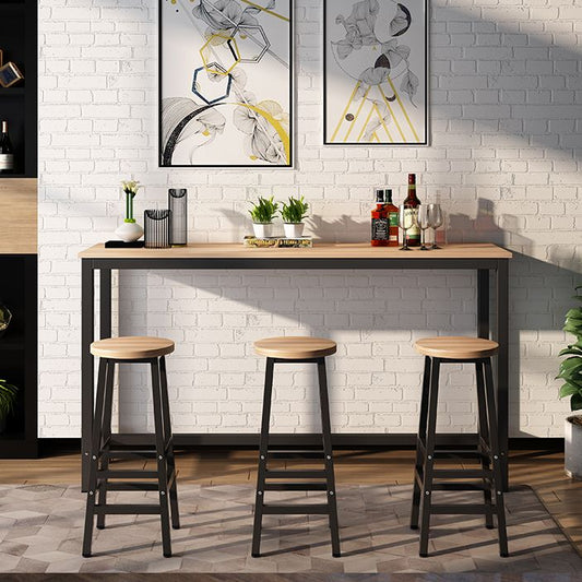 インダストリアル長方形のバーテーブルセット1/2/3ピース屋内用の木材カウンターテーブル